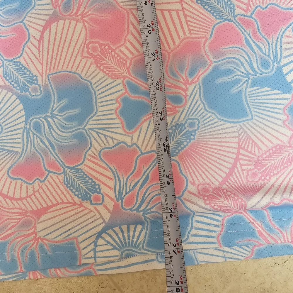 Out of Bounds Golf Polo Shirt Mens Sz L OB Logo Hawaii Performance Pink Blue EUC